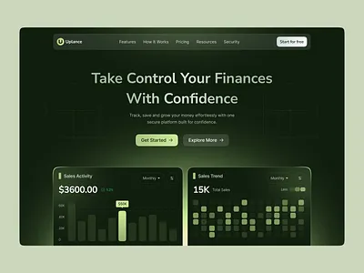 Finance Landing Page banking design ewallet finance finance landing page financial fintech hero landing page landing page design landing page ui money banking payment saas ui ui design uiux wealth web design website