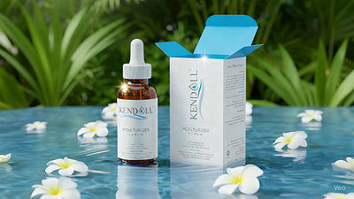 Kendall Moisturizing Serum Packaging Design with Structure branding cosmetics custom box design design graphic designer illustration label design mockup packaging design packaging designer structural design