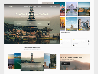 Trav - Website Landing Page design web design website destinations landing page page travel ui ui design uiux web design website
