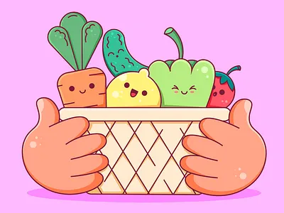 Kawaii veggies 🥕 2d character concept design illustration vector visual