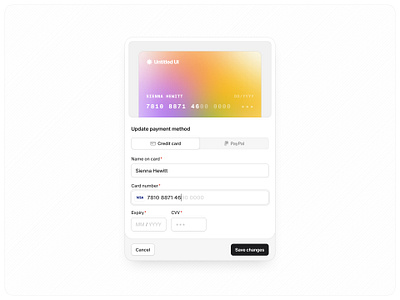 Dynamic payment details — Untitled UI billing credit card form payment details payment method product design ui design user interface