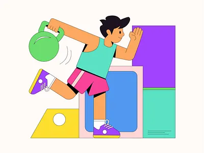 Dynamic Kettlebell Athlete Illustration activity athlete endurance exercise fitness gym illustration kettlebell sport strength training vector workout