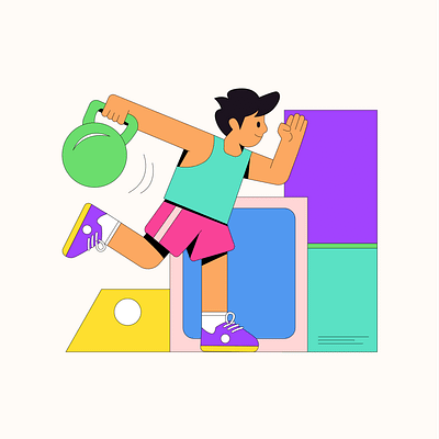 Dynamic Kettlebell Athlete Illustration activity athlete endurance exercise fitness gym illustration kettlebell sport strength training vector workout