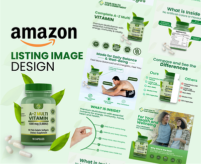 AMAZON A+ CONTENT DESIGN FOR A MULTI-VITAMIN LABEL a to z multivitamin amazon a content design amazon enhanced brand content amazon listing optimization amazon product graphics daily vitamins dietary supplement branding energy booster health supplement visuals high quality ingredients multivitamin a content nutritional support peaceful lifestyle supplement premium supplement packaging premium supplements supplement a content supplement facts panel design supplement label design vitamin bottle label
