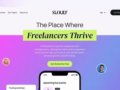 SLOULY | Branding, UX/UI & Web Design branding community app freelance trendy platform ui ux