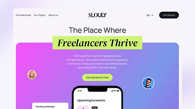 SLOULY | Branding, UX/UI & Web Design branding community app freelance trendy platform ui ux