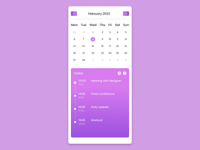 Calendar app design ui vector