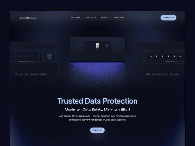 Data Security Website Header | UI/UX -TrustLock best uiux agency cybersecurity website data data protection data protection website data security data security ui digital security header saas saas website header security security design security solutions website security website design top design agency uiux web design website header website security