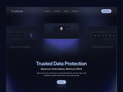 Data Security Website Header | UI/UX -TrustLock best uiux agency cybersecurity website data data protection data protection website data security data security ui digital security header saas saas website header security security design security solutions website security website design top design agency uiux web design website header website security