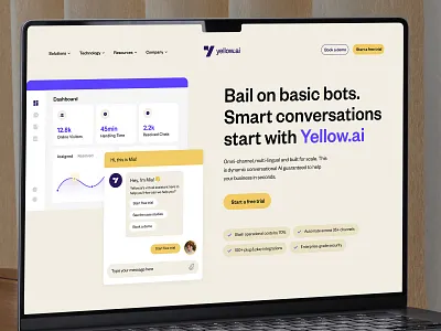 Yellow - Website Example ai b2b branding chat clean dashboard design development hero homepage landing page product design ui ux visual identity web design website