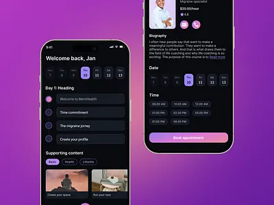 Mental Health & Head Health Improvement App appointmentbooking headhealth headhealthcare healthimprovement interactivedesign mentalhealthapp mentalhealthcare mentalhealthsupport mentalwellness mobileappdesign productdesign selfcare therapistbooking therapyapp tracking ui design uiux userexperience userinterface ux design
