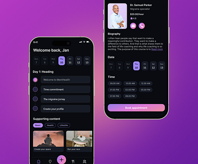 Mental Health & Head Health Improvement App appointmentbooking headhealth headhealthcare healthimprovement interactivedesign mentalhealthapp mentalhealthcare mentalhealthsupport mentalwellness mobileappdesign productdesign selfcare therapistbooking therapyapp tracking ui design uiux userexperience userinterface ux design