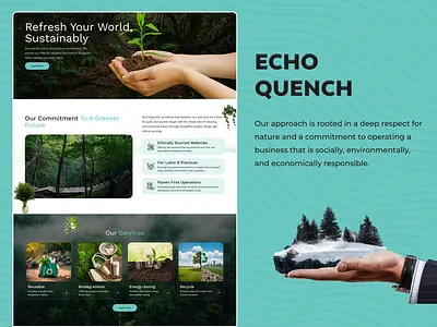 Echo Quench branding design ecofriendlydesign figma graphic design greentech illustration landingpage motion graphics sustainableliving ui ui ux webflow websitedesign wix wordpress