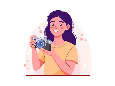 Content Creator & Photography - Flat Illustration adobe illustrator branding camera character design content creation creative creator flat illustration graphic design happy hobby illustration media modern photography vector