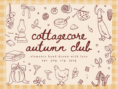 Cottagecore Autumn Club autumn cottagecore cozy creative market cute design elements fall illustration pattern pumpkin seamless vector