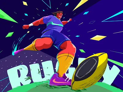 Rugby Sport Illustration Design brand design branding branding ui design football illustration league logo minimal rugby sport illustration design sports sports website uiux visual branding web design website