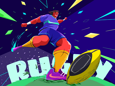 Rugby Sport Illustration Design brand design branding branding ui design football illustration league logo minimal rugby sport illustration design sports sports website uiux visual branding web design website