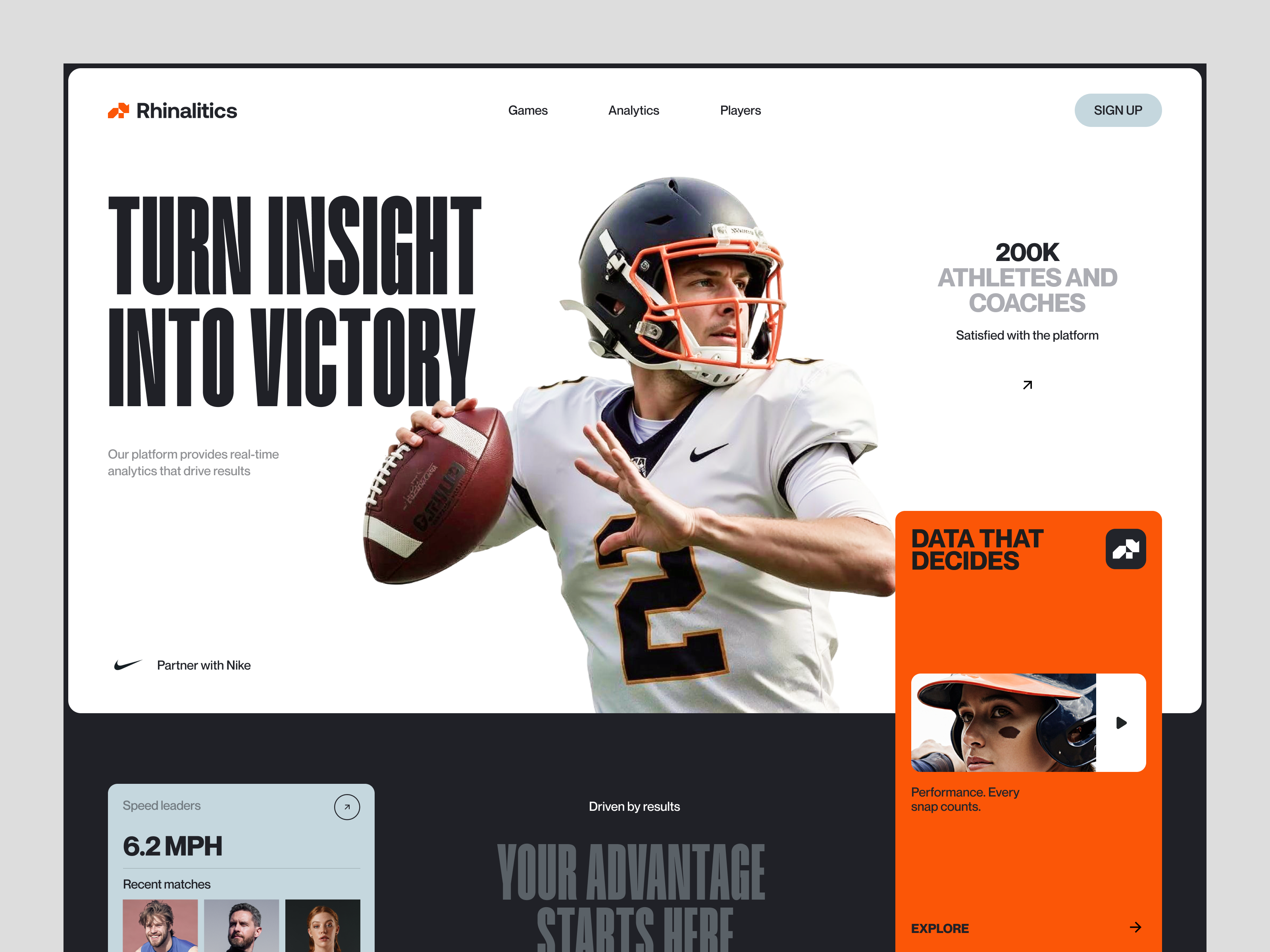 Website for a Sport Product ✦ Rhinalitics design interface product service startup ui ux web website