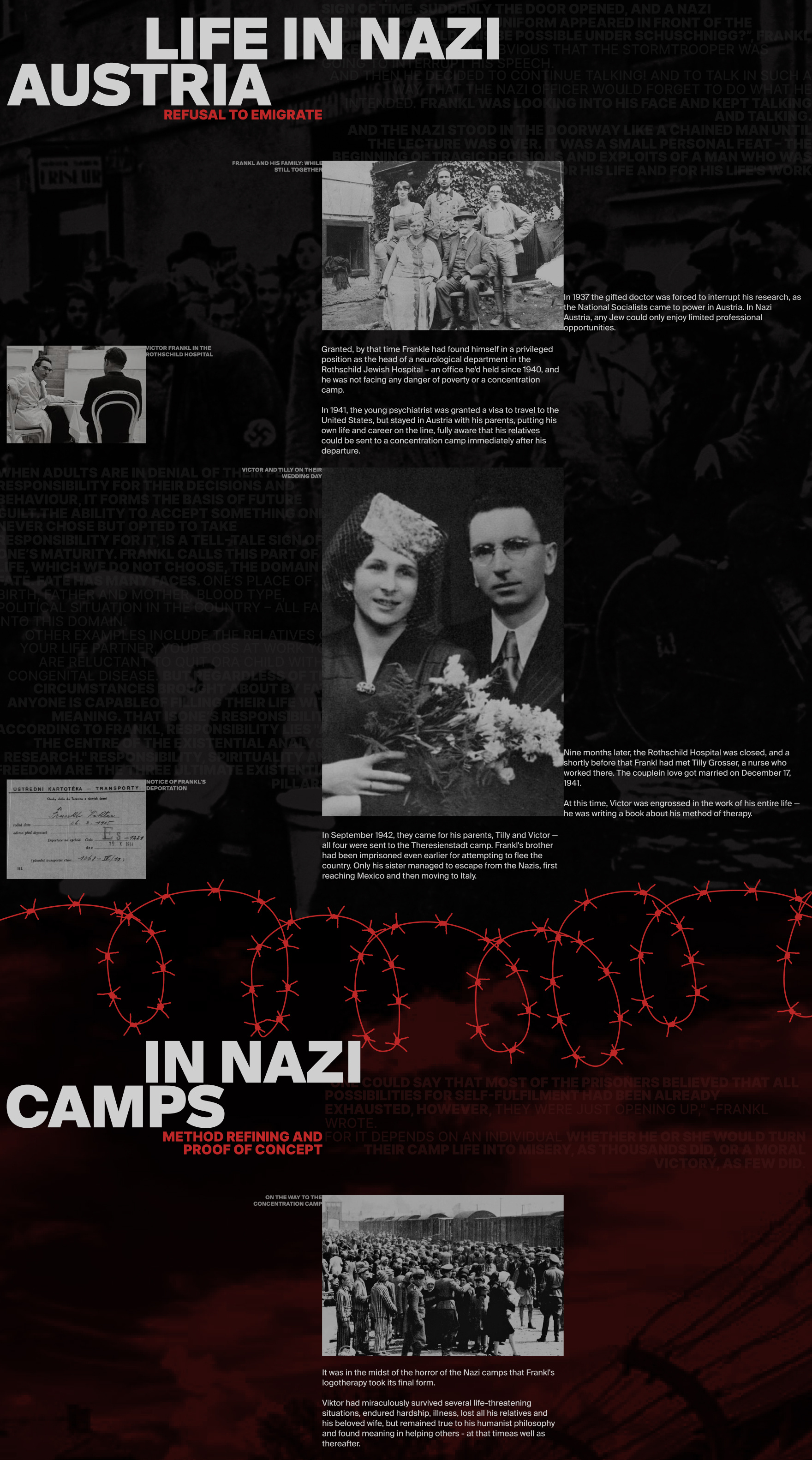Viktor Frankl: A Journey Through Darkness and Hope conceptdesign design historydesign landing modernwebdesign typography ui uidesign webdesign website