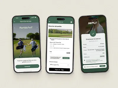 UX-UI Design App - Golf Awolf branding golf golf app green app mobile app product design research ui user experience user interface ux ux ui