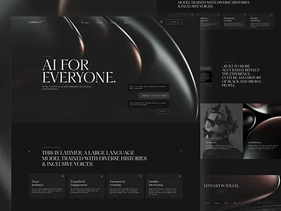 Latimer: AI for Everyone ai aiwebdesign artificialintelligence creativetech darkui digitalinnovation emotionaldesign futuretech homepagedesign machinelearning minimaldesign techdesign uiinspiration uiux