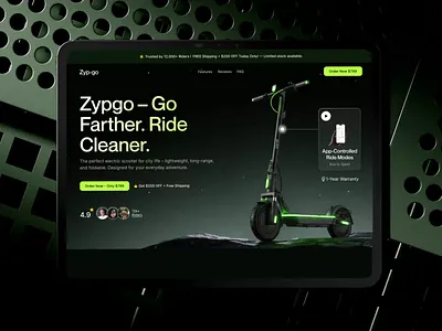 Electric Scooter Store - One Product eCommerce UI Animation conversion optimized cro focused ui ecommerce cro design ecommerce website design high converting design ideatedlab minimal landing page mobile first ecommerce modern ecommerce ui one product store product landing page shopify landing page shopify store design shopify ux design single product landing page trust signal design ux for conversions