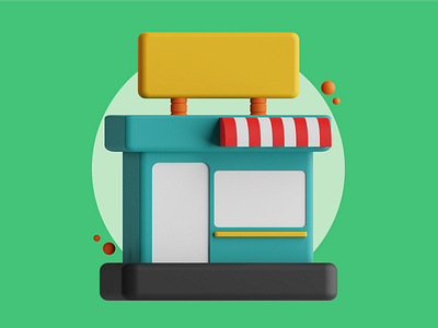 Spar 3D Icon — Modern Retail Storefront Design 3d design graphic design netbramha ui ux