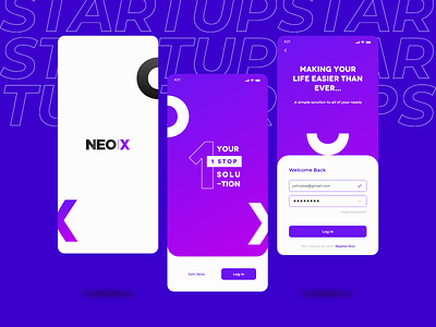NEOX Crypto App - Startup / Log-in Screen app ui crypto log in misterhammad registration sign in screen splash startup screen ui design ui designer uiux uiuxdesign