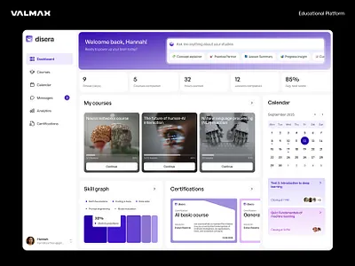 Educational Platform ai calendar courses dashboard design e learning educational platform interface learning website minimalist mobile app online courses online tracker platform product school dashboard startup statistics study uxui