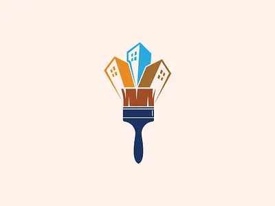 A paint brush with buildings logo beat logo best logo brand identity branding brush building company construction illustration logo logos paint real estate