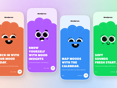 Onboarding Screen - Mood Tracker Mobile App ai app emoji app illustration mental care mental health mobile app mood tracker mood tracker mobile app onboarding onboarding screen onboarding ui self care app ui wellness