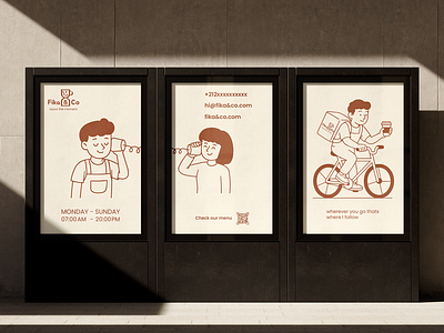 fika & co illustrations bakery branding coffee coffee brand coffee process coffeeshop illustration logo logo design preparing coffee