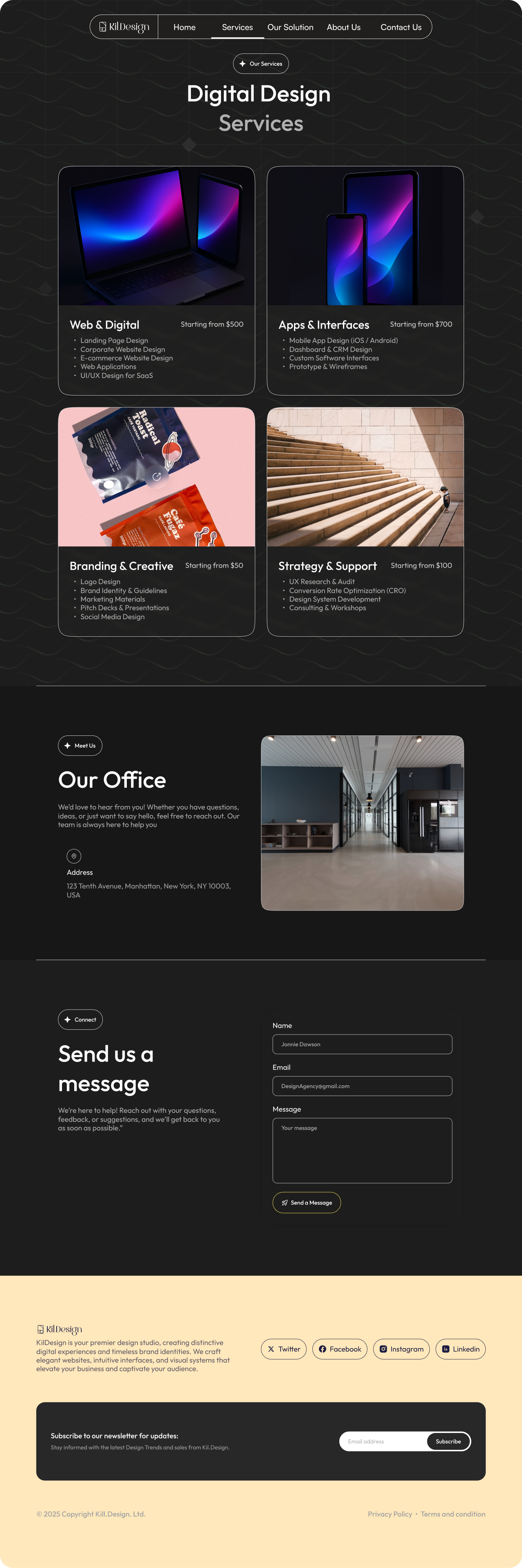 Design agency website Services page design agency services section design ux ui design website design