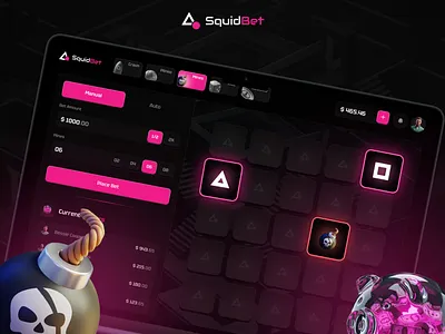 SquidBet – Squid Game Inspired Betting App UI/UX Design bettingapp casinoux crypto betting platform gameinterface igaming ux design igamingdesign mines casino game squid game betting ui squidgameui ui uxcasestudy
