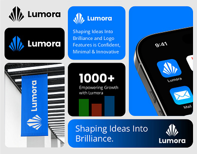 Modern Minimal Logo Design - Lumora blue branding creative design graphic design logo logo design marketing design minimal mobile photoshop visual identity