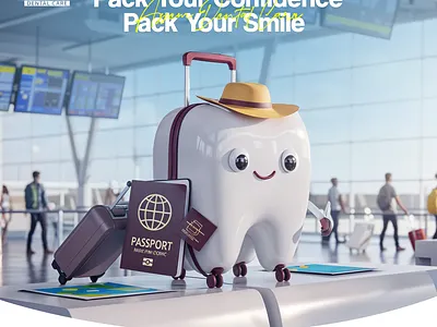 Travel-inspired 3D dental ad by Marklinica creative advertising dental campaign healthy smile illustration marklinica oral health pixar style
