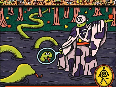 garden of eden apple cow death eden fable figure garden hide jam legend life merch mystery poster serpent snake spiral story strangefolk vermont