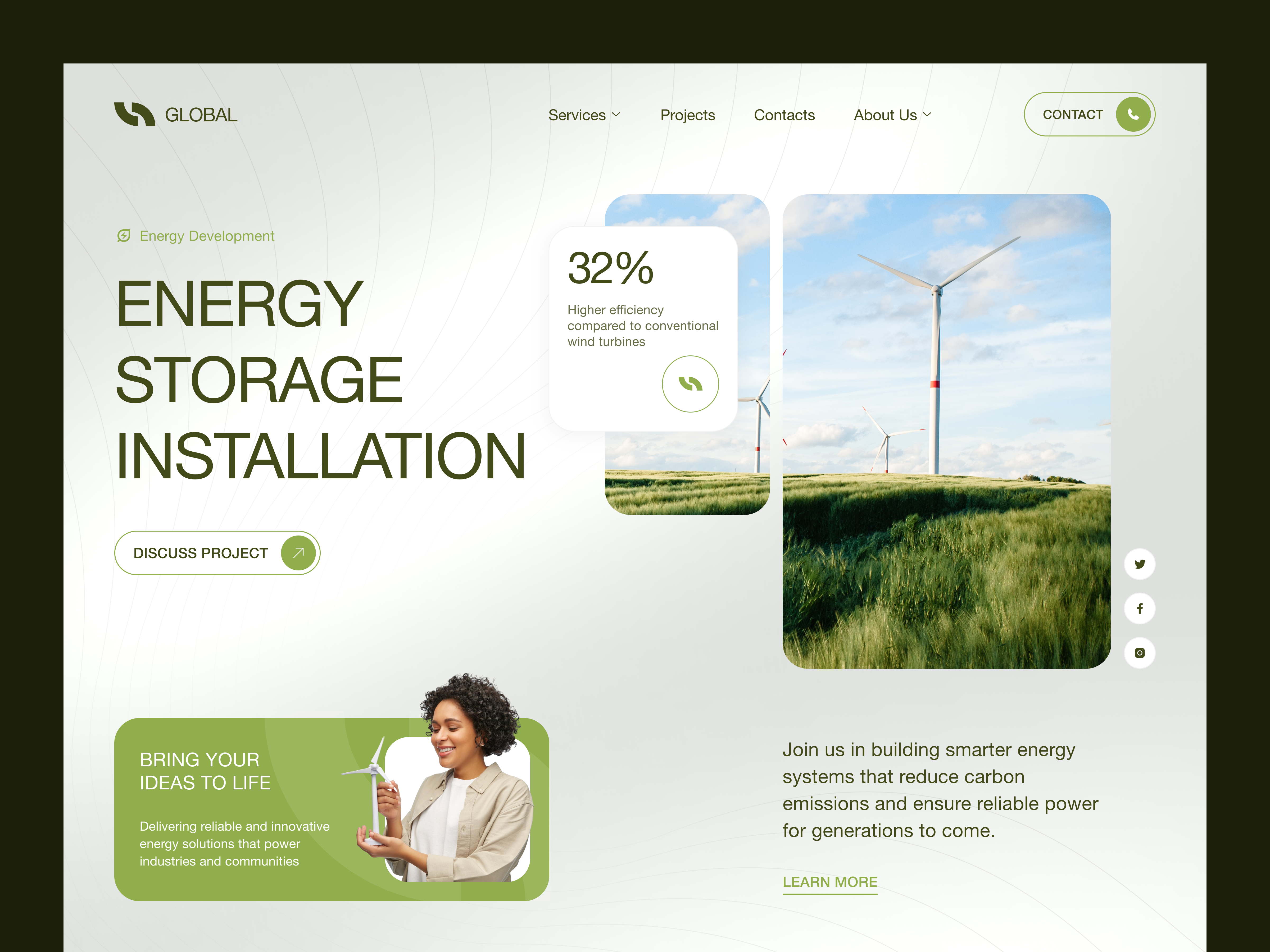 GLOBAL – Green Energy Development Platform design eco energy ecology energy development figma figma design green energy green technology ui uiux ux web web design website