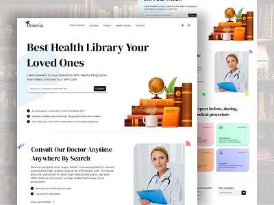 Healthcare Library & Consultation UI Design animation cleandesign doctorconsultation figmadesign healthcareapp healthtech medicalui minimalui modernui patientcare selfcare uidesign webdesign