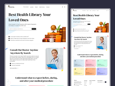 Healthcare Library Website animation cleandesign doctorconsultation figmadesign healthcareapp healthtech medicalui minimalui modernui patientcare selfcare uidesign webdesign