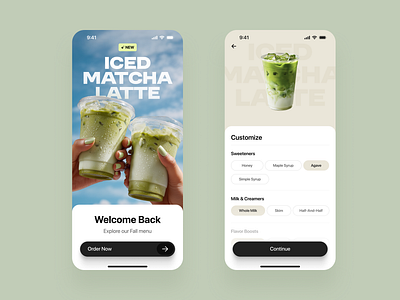 Matcha Mobile Design app coffee matcha milk mobile ui