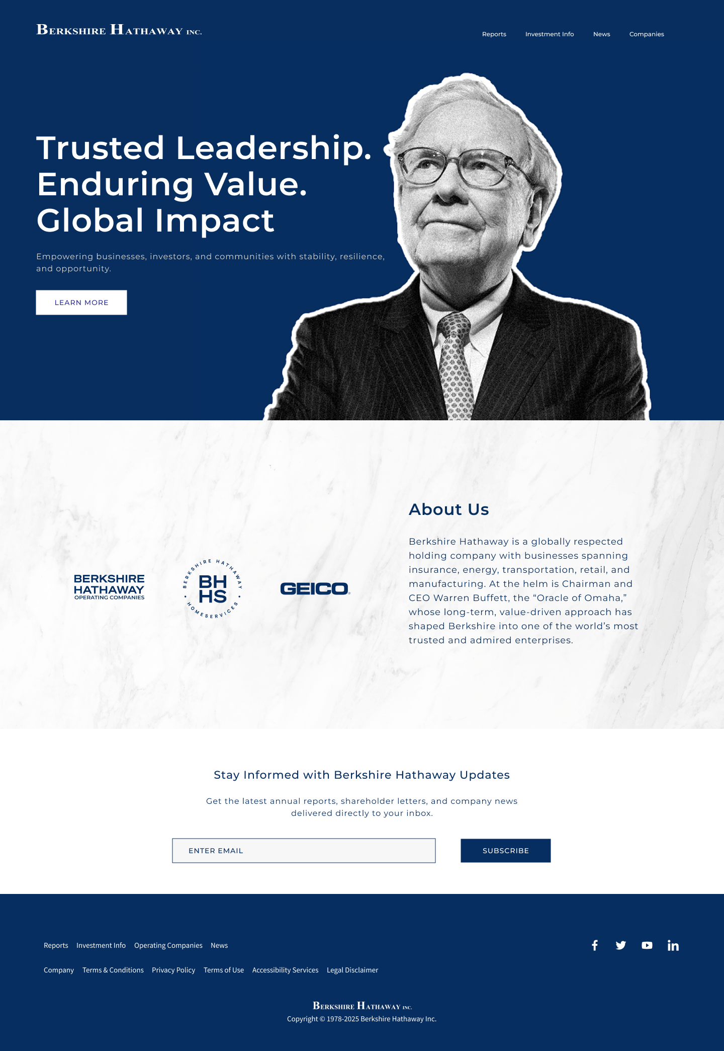 Berkshire Hathaway Redesign branding dailyui design finance graphic design investment landing page ui user interface ux