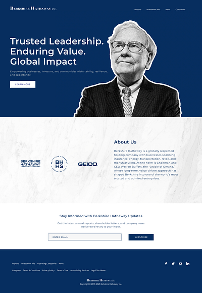 Berkshire Hathaway Redesign branding dailyui design finance graphic design investment landing page ui user interface ux