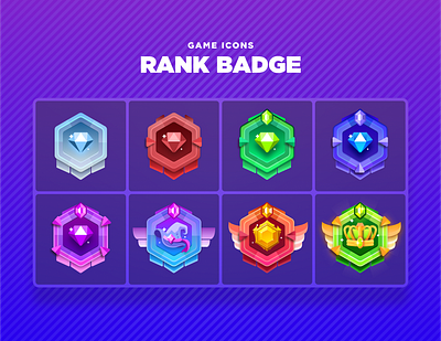 Rank Badge Game Icons badge casino casino art casino badge casino icons casino level casino vip game art game icon game icons game set graphic design icon set icons illustration level badge levels logo rank badge