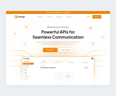 Fontage - Api integration landing page 🔥 api app design clean design figma hero landing page saas salung ui ui design ui ux web design website