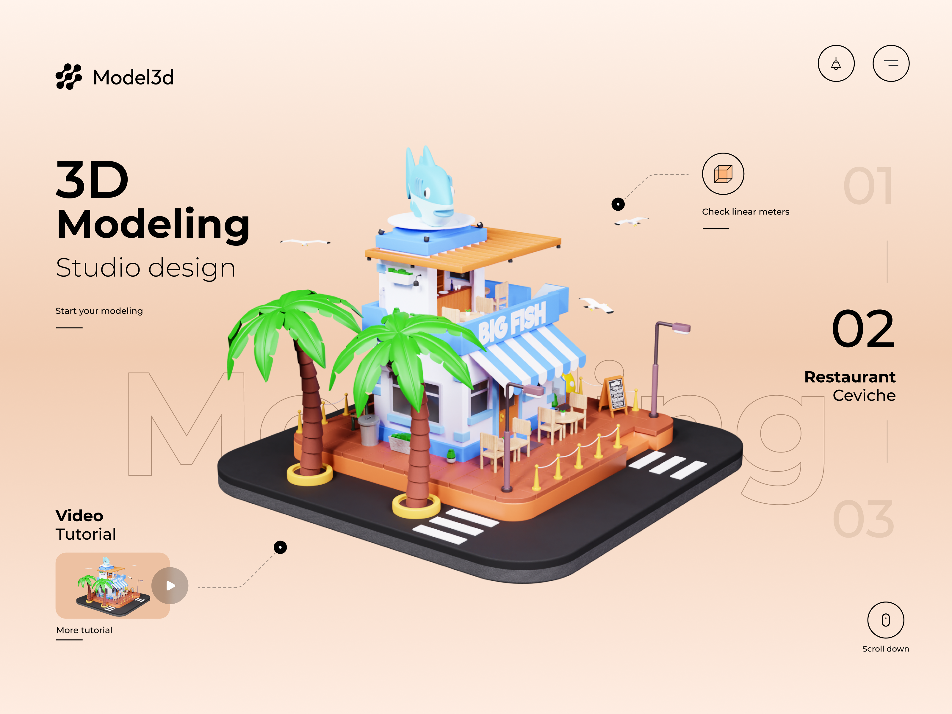 Web Island 3D Modeling 🏝️ 3d 3d modeling c4d illustration innovation inspiration interaction motion design product design studio design ui design ui landing page user interface ux design website