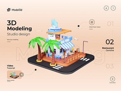 Web Island 3D Modeling 🏝️ 3d 3d modeling c4d illustration innovation inspiration interaction motion design product design studio design ui design ui landing page user interface ux design website