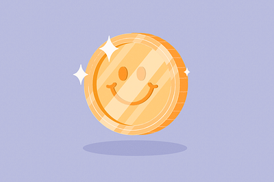 Flat Illustration. Smiling Coin coin emoji flat gold graphic design illustration minimalistic money smile yellow