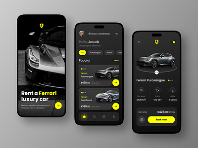 Ferrari Rental Car 🏎️ app design app mobile carrental ferrari inspiration ios luxury cars luxury lifestyle mobile design product design super cars ui design ui ux user experience user interface ux design