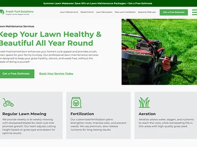 Landscape Website Design Lawn Maintenance Page branding design graphic design ui web design website website design